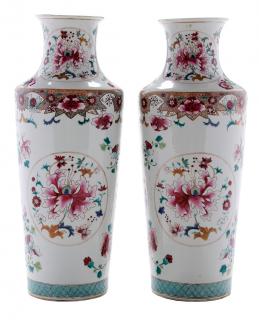 Appraisal: Pair Chinese Export Famille Rose Porcelain Large Vases each decorated