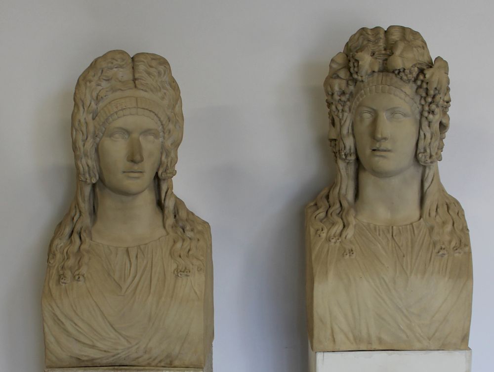 Appraisal: Large Busts on Stands Very heavy and great patina and