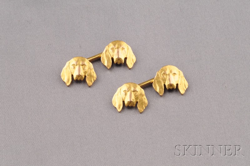 Appraisal: kt Gold Dog Cuff Links each double link designed as