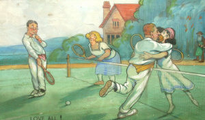 Appraisal: Montgomery early-mid th century- Cartoon from a tennis match titled