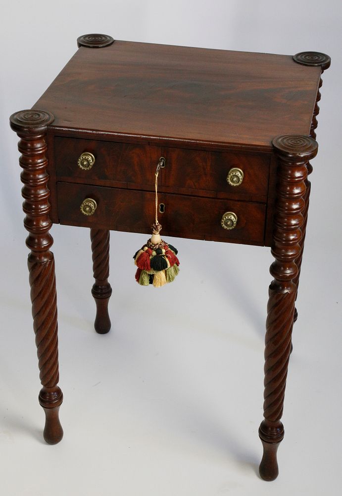 Appraisal: th Century Mahogany Sheraton Two Drawer Work Stand th Century