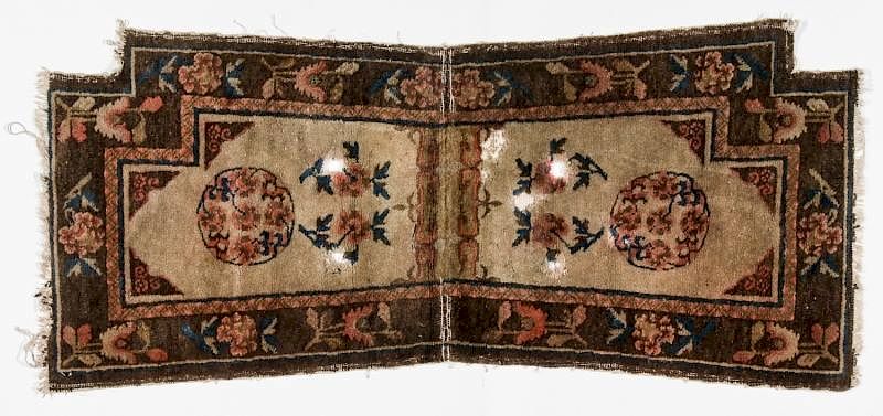 Appraisal: Antique Chinese Saddle Rug ' '' x ' Antique Chinese