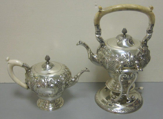 Appraisal: TUTTLE SILVERSMITHS BOSTON MA Sterling silver teapot and kettle on