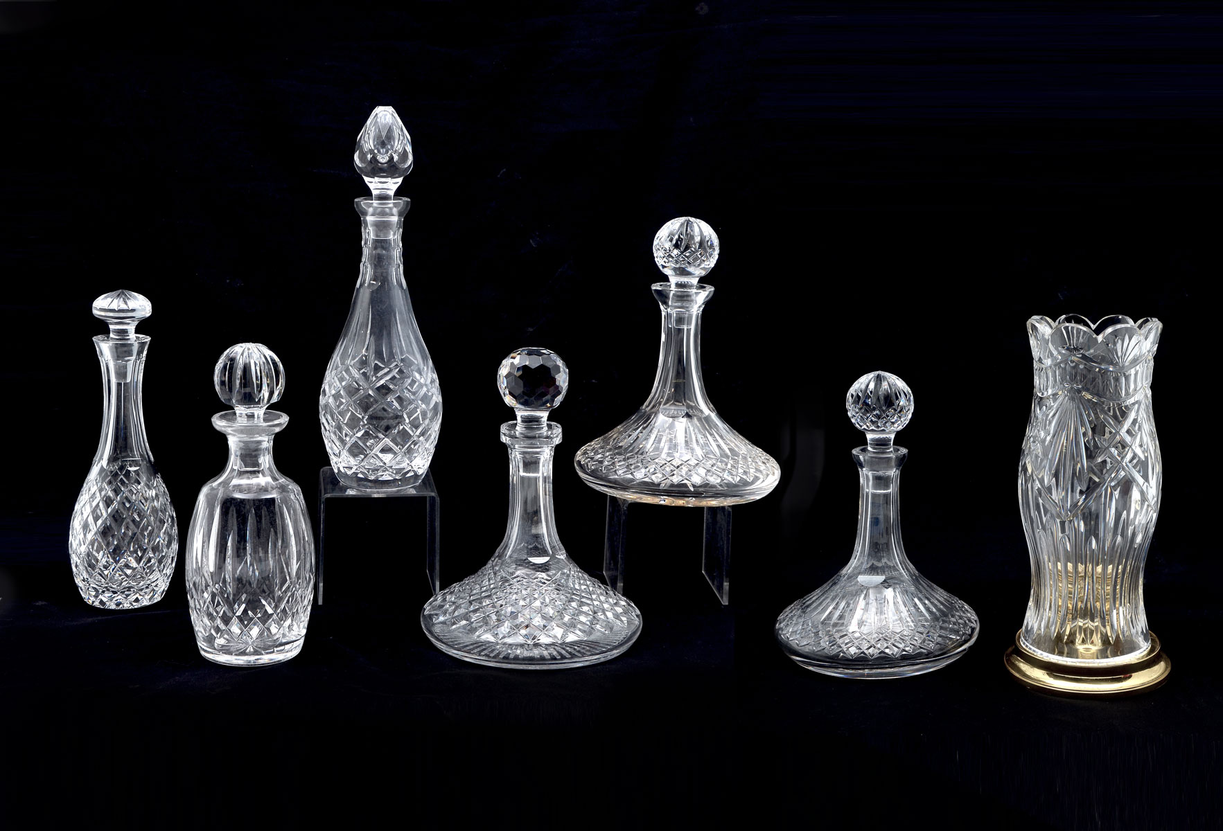 Appraisal: PC WATERFORD COLLECTION Comprising - Ship's decanters - Wine decanters