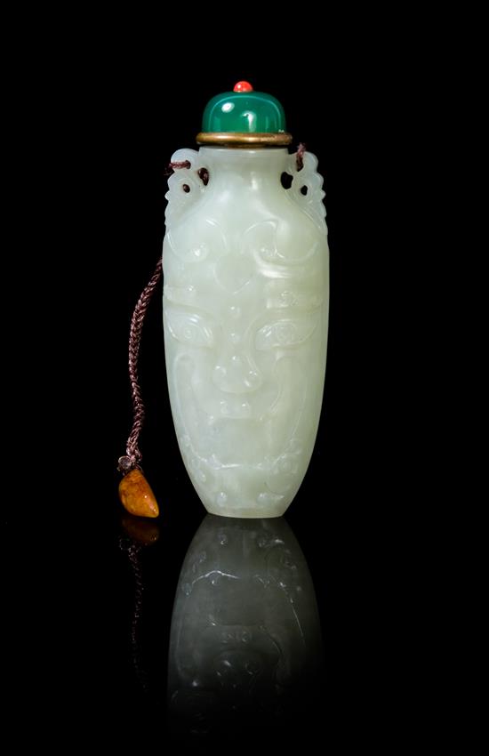 Appraisal: Sale Lot A Celadon Jade Snuff Bottle the celadon stone