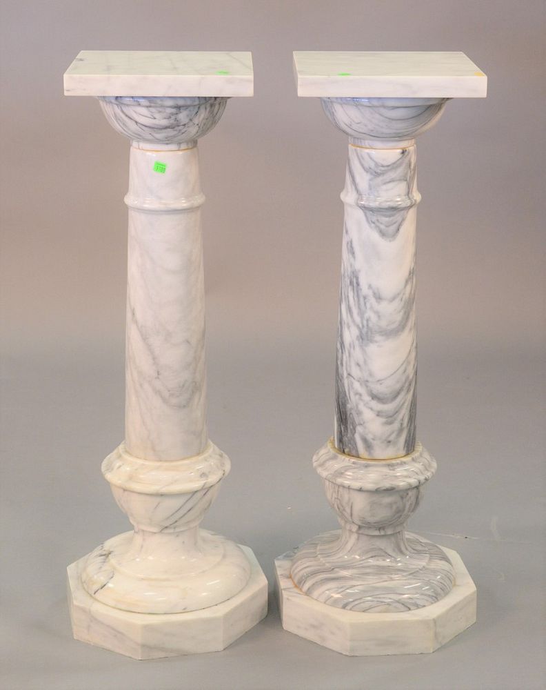 Appraisal: Pair of marble pedestals ht top x Pair of marble