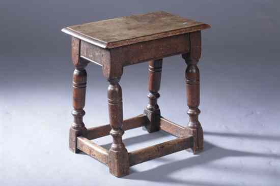 Appraisal: JACOBEAN WALNUT JOINT STOOL Typical form with legs and box