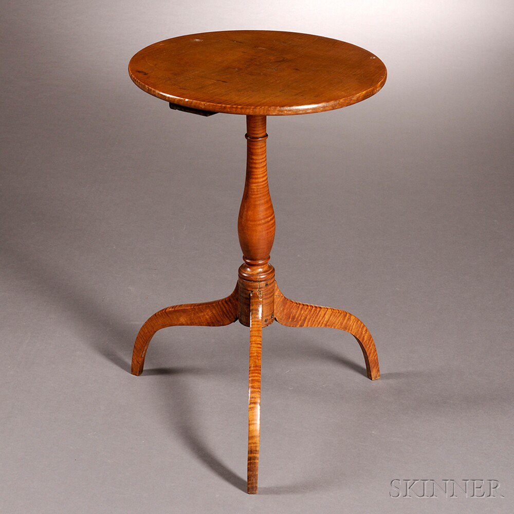 Appraisal: Federal Tiger Maple Candlestand New England early th century the