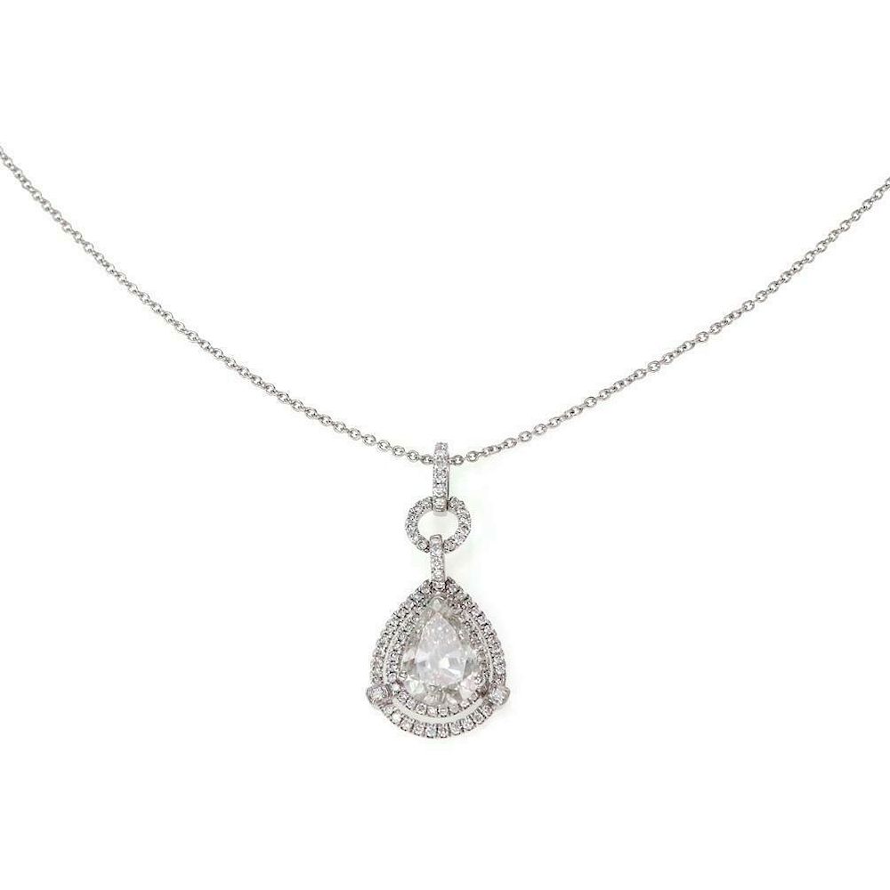 Appraisal: ct Diamond k Pear Halo Solitaire Necklace Stunning ct Diamond