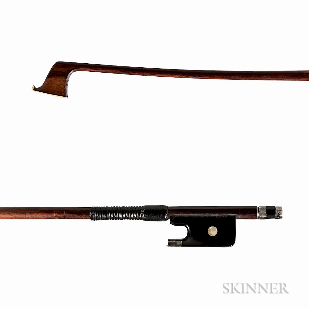 Appraisal: French Silver-mounted Violin Bow Mirecourt c French Silver-mounted Violin Bow