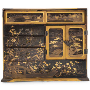 Appraisal: A Japanese Black and Gilt Decorated Table Cabinet Kodanshu th