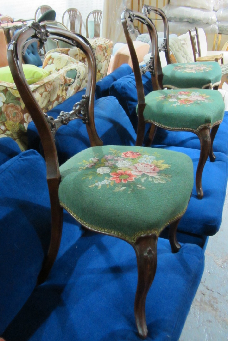 Appraisal: A set of three Victorian dining chairs