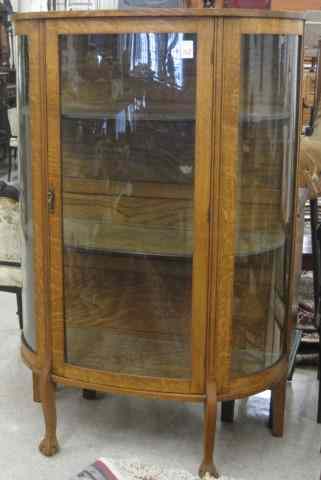 Appraisal: LATE VICTORIAN OAK AND CURVED GLASS CHINA CABINET American c