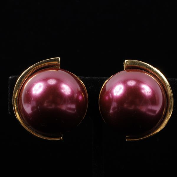 Appraisal: Lanvin Paris Vintage Designer Runway Pink Gold Tone Clip Earrings