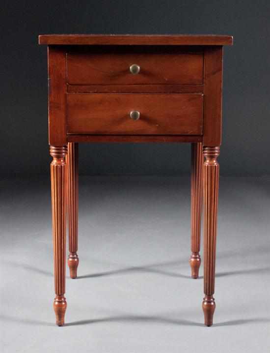 Appraisal: Drexel Federal style mahogany two-drawer worktable th century with turned