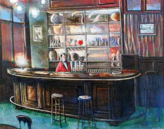 Appraisal: Peter Messer - tempera 'The Saloon of Heaven' signed exhibited