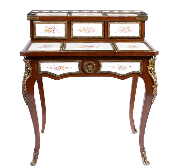 Appraisal: A Louis XV style porcelain mounted ladies dressing table height