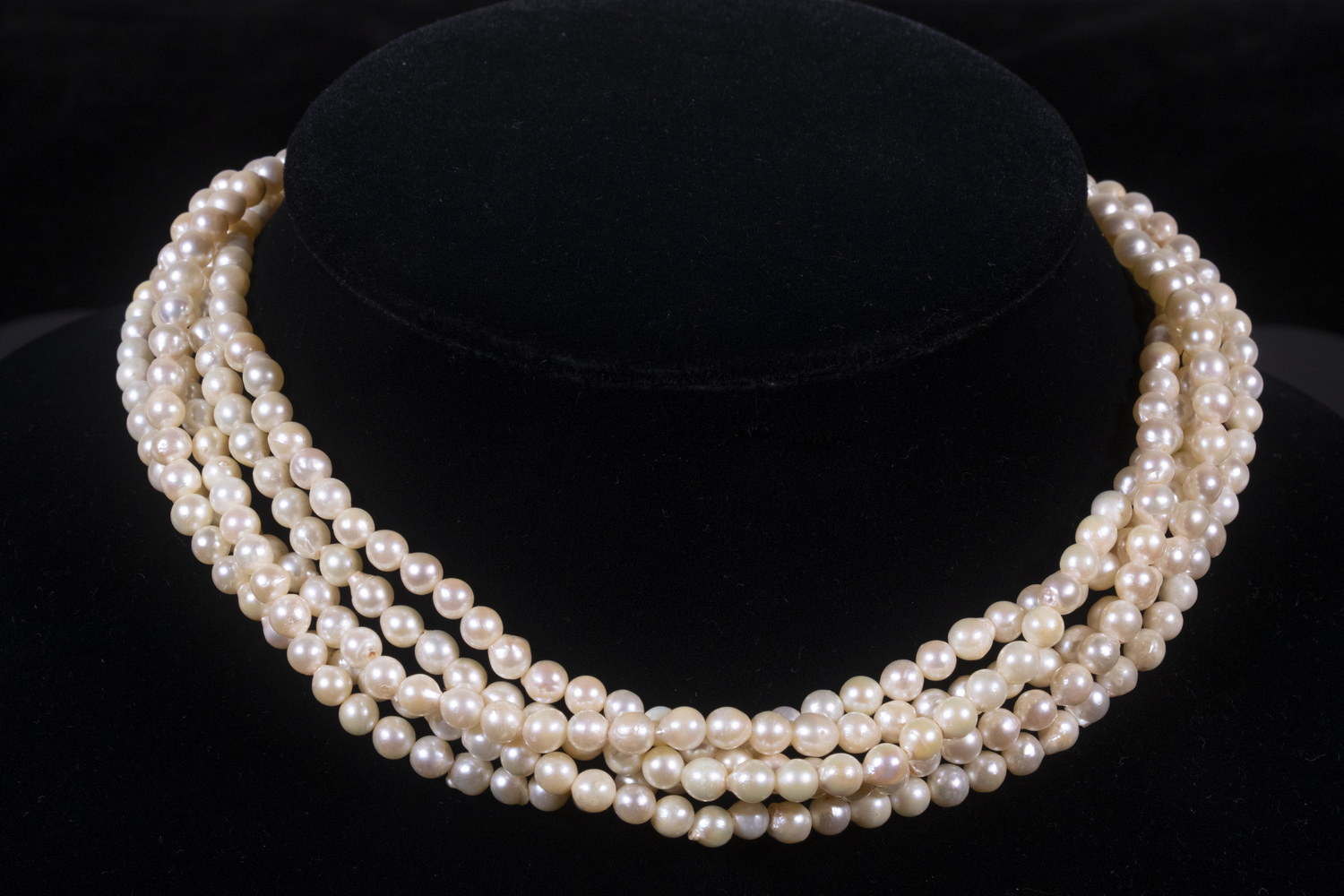 Appraisal: PEARL NECKLACE Five-Strand Pearl Necklace mm pearls with K yellow