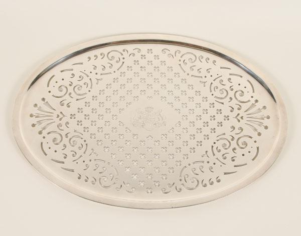 Appraisal: George III sterling silver tray insert the pierced strainer with