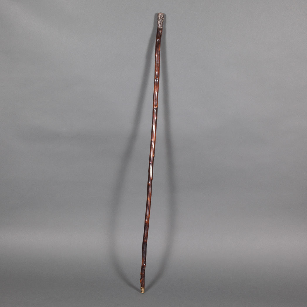 Appraisal: Chinese Export Silver Mounted Wood Walking Stick Length inches C