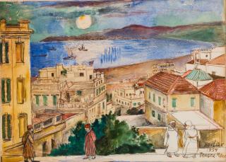 Appraisal: DAVID BURLIUK RUSSIAN - Tangier Morocco watercolor on paper x