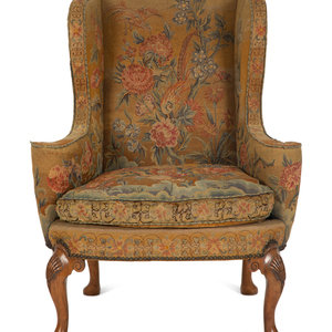 Appraisal: A George I Needlework Upholstered Walnut Wing Back Chair th