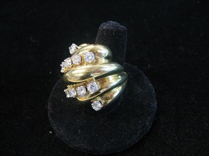 Appraisal: Contemporary yellow gold and diamond dinner ring Set with ten