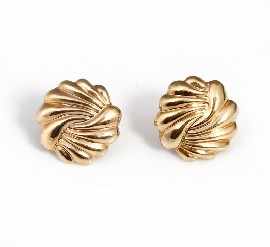 Appraisal: A pair of ct gold fluted stylised shell earrings diameter