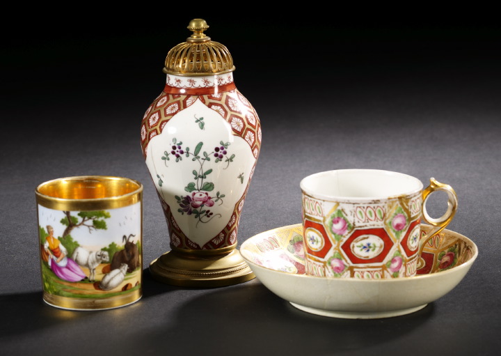 Appraisal: Collection of Four Pieces of French Porcelain including an attractive