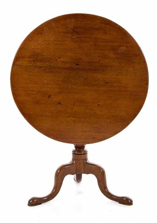 Appraisal: George III oak tea table late th century circular top