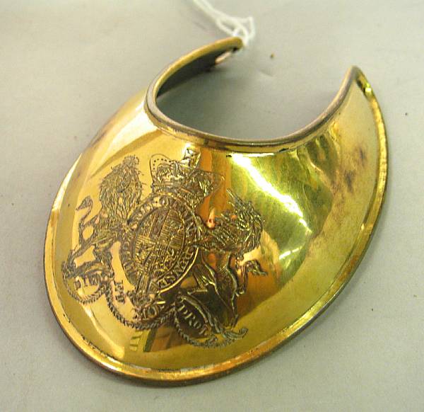 Appraisal: A British officer's gorgetlate th century The gilt copper gorget