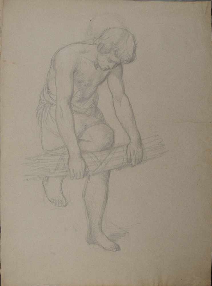 Appraisal: EUROPEAN SCHOOL MAN WITH A BUNDLE OF STICKS Pencil on