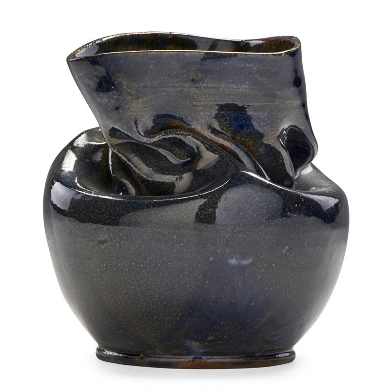 Appraisal: GEORGE OHR Vase indigo glaze Condition Report Minor wear to