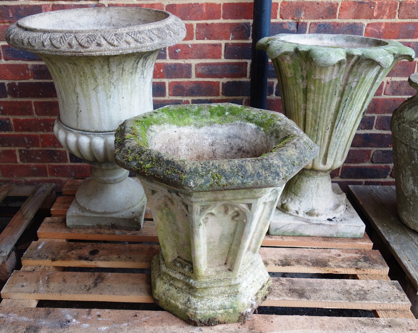 Appraisal: A composite stone Gothic Revival tapering octagonal planter cm high