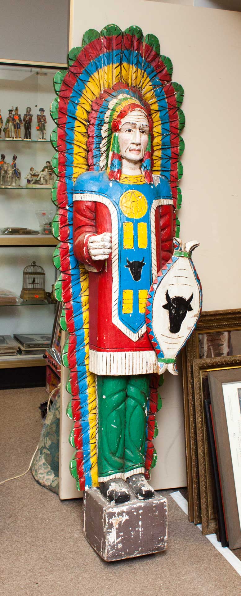 Appraisal: Carved and painted wood cigar store Indian th century life-size