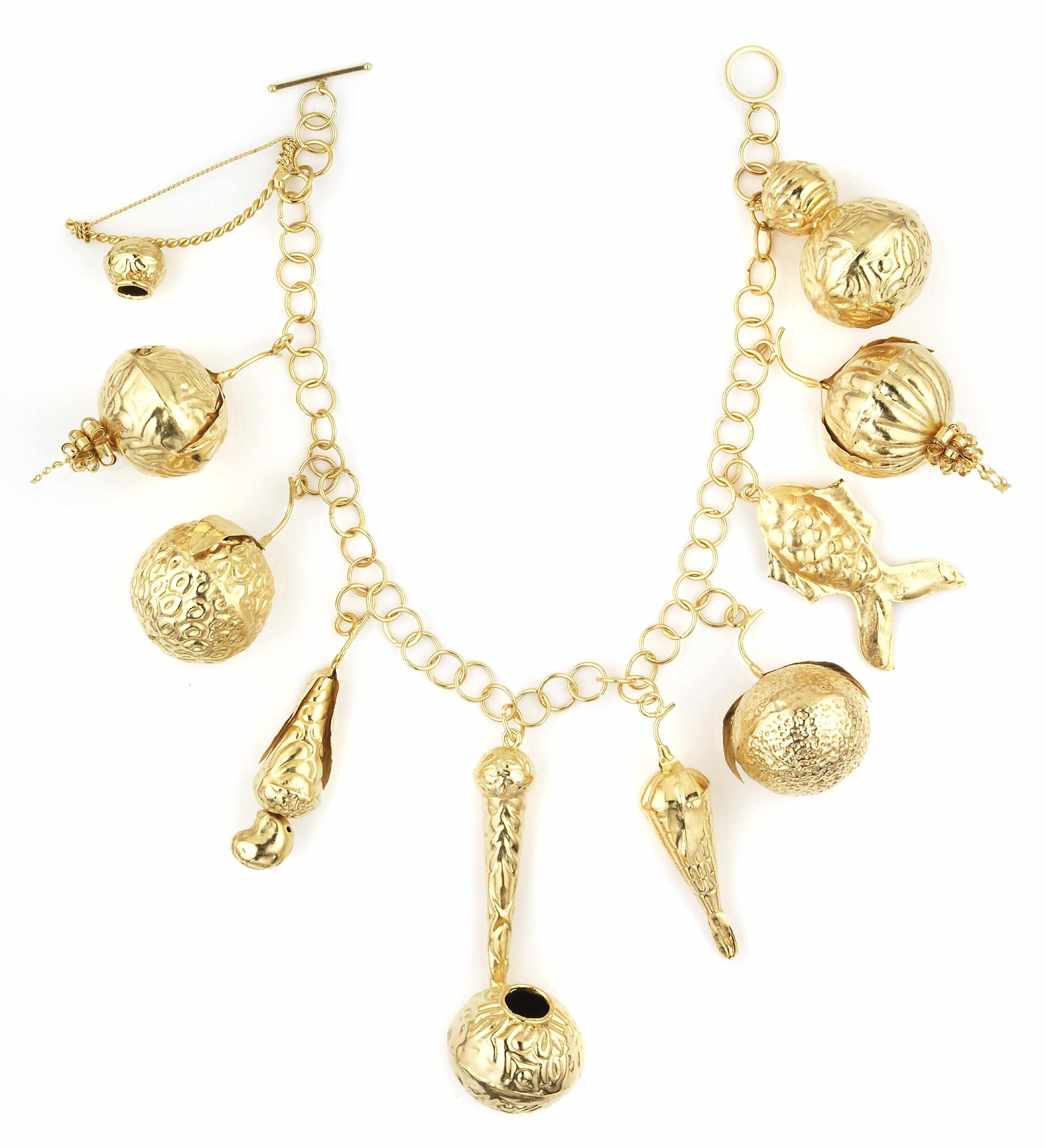 Appraisal: Tony Duquette American - sA vermeil necklace of 'pomegranate fruits