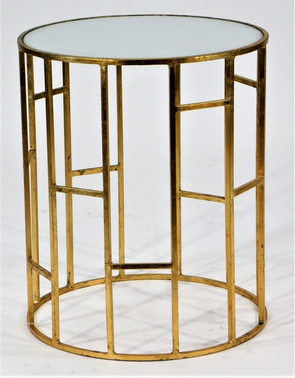 Appraisal: MCM GLASS AND IRON HOLLYWOOD REGENCY SIDE TABLE United States