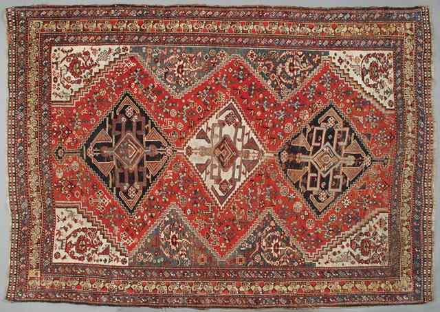 Appraisal: SEMI-ANTIQUE PERSIAN QASHQA'I AREA RUG Shiraz region Fars Province early