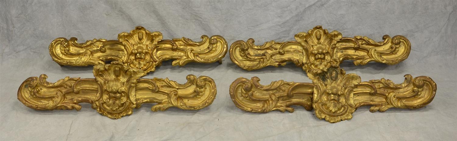 Appraisal: Four Victorian stamped brass and gilt valences approx