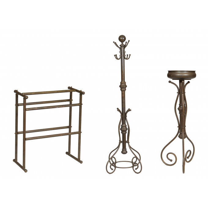 Appraisal: American Brass Towel Rail Hall Stand and a Plant Stand