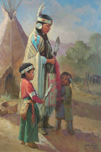 Appraisal: KAREN THAYER Santa Monica California born Oil on canvas Indian