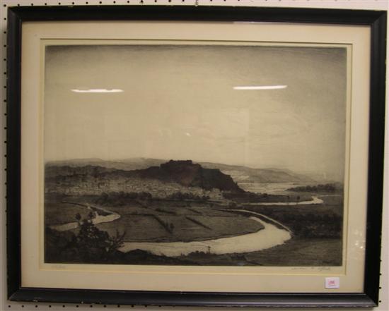 Appraisal: Andrew Afleck print English countryside black frame chipping to exterior