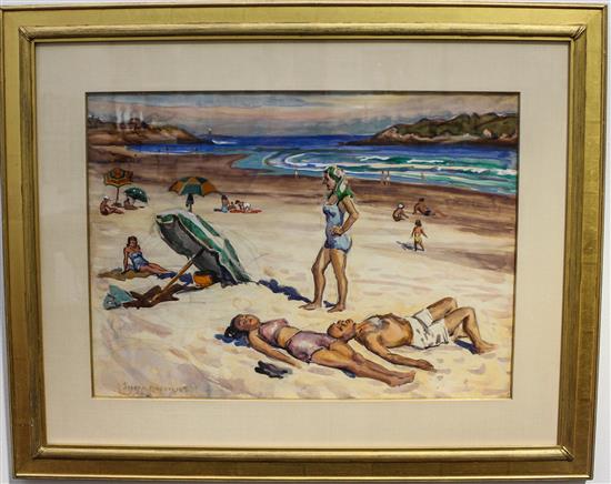 Appraisal: Sale Lot Joseph Margulies American - Sunbathers watercolor signed lower