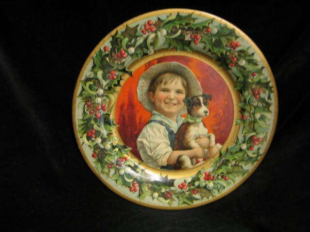 Appraisal: Early Tin Lithograph Advertising Plate boy with dog C D