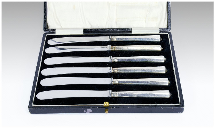 Appraisal: Early Twentieth Century Boxed Set of Silver Handled Butter Knives