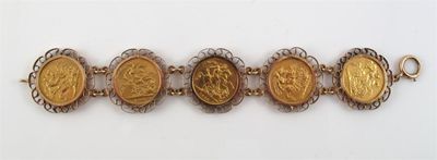 Appraisal: A gold bracelet mounted with five sovereigns g in total