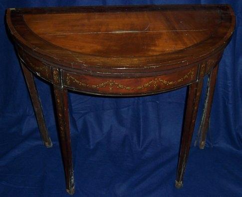 Appraisal: A George III style semi-circular card table the satinwood top