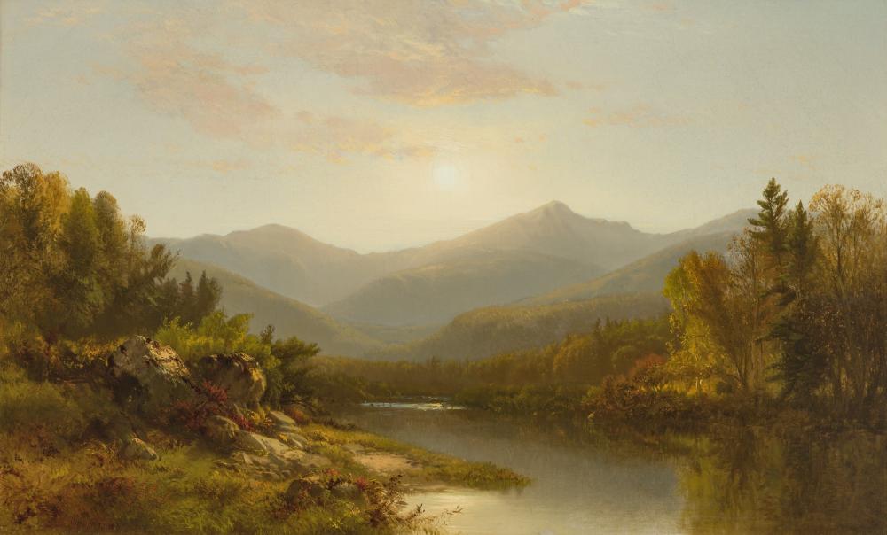 Appraisal: WILLIAM M HART American - Sun Setting Over Mountain Stream