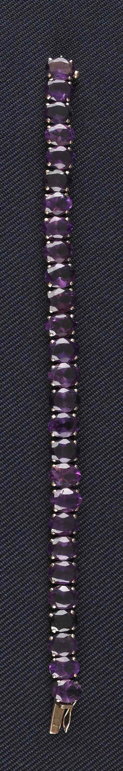 Appraisal: K rose gold amethyst tennis bracelet with twenty-seven oval cut