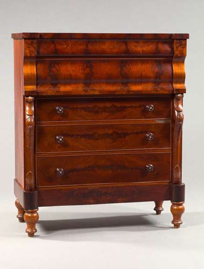 Appraisal: Victorian Flame Mahogany Chest of Drawers with two upper ogee-molded